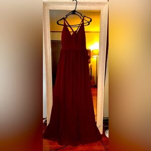 Burgundy bridesmaids dress can fit size 12-18 corset style laces in the back
